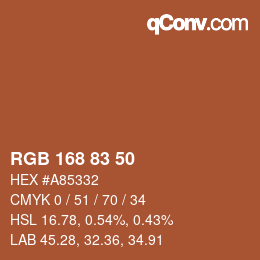 カラーコード: RGB 168 83 50 | qconv.com