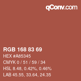 カラーコード: RGB 168 83 69 | qconv.com