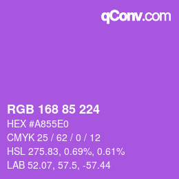 Color code: RGB 168 85 224 | qconv.com
