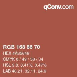 Color code: RGB 168 86 70 | qconv.com