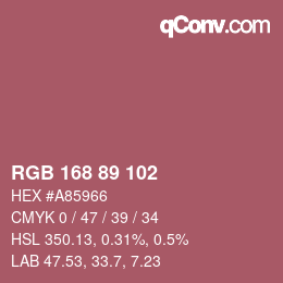 カラーコード: RGB 168 89 102 | qconv.com