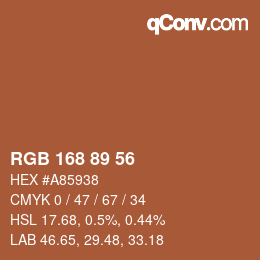 颜色代码: RGB 168 89 56 | qconv.com
