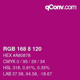 Color code: RGB 168 8 120 | qconv.com