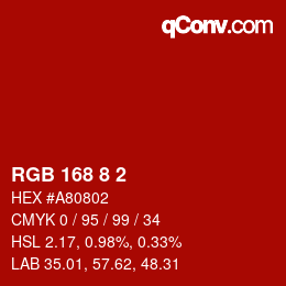 カラーコード: RGB 168 8 2 | qconv.com