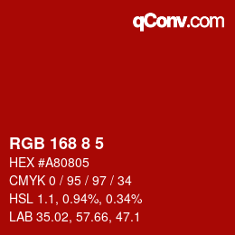 Color code: RGB 168 8 5 | qconv.com