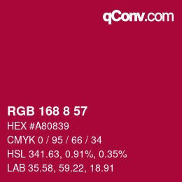 カラーコード: RGB 168 8 57 | qconv.com