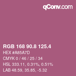 カラーコード: RGB 168 90.8 125.4 | qconv.com