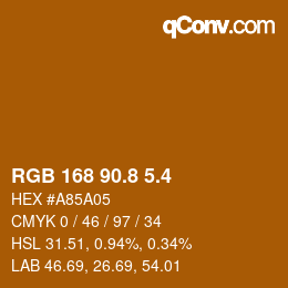 カラーコード: RGB 168 90.8 5.4 | qconv.com