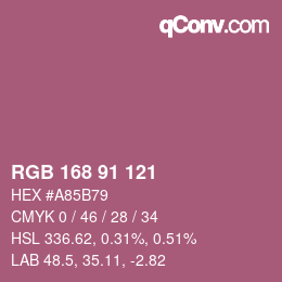 カラーコード: RGB 168 91 121 | qconv.com