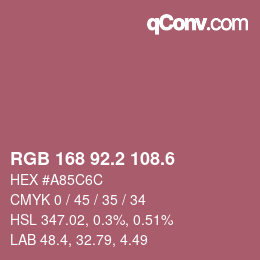 カラーコード: RGB 168 92.2 108.6 | qconv.com