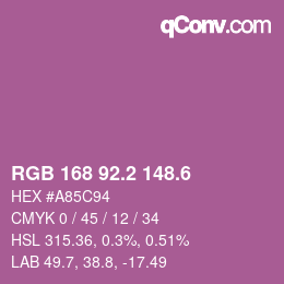 カラーコード: RGB 168 92.2 148.6 | qconv.com