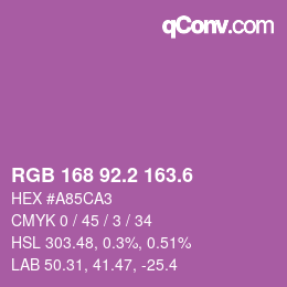 カラーコード: RGB 168 92.2 163.6 | qconv.com
