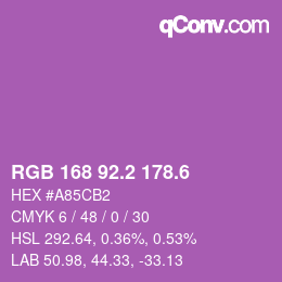 カラーコード: RGB 168 92.2 178.6 | qconv.com