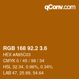 カラーコード: RGB 168 92.2 3.6 | qconv.com