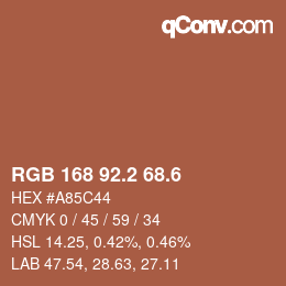 カラーコード: RGB 168 92.2 68.6 | qconv.com