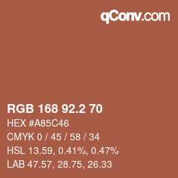 カラーコード: RGB 168 92.2 70 | qconv.com