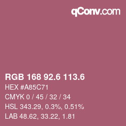 カラーコード: RGB 168 92.6 113.6 | qconv.com