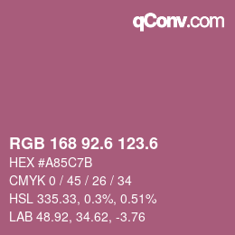 カラーコード: RGB 168 92.6 123.6 | qconv.com