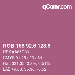 カラーコード: RGB 168 92.6 128.6 | qconv.com