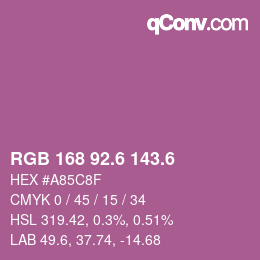 カラーコード: RGB 168 92.6 143.6 | qconv.com