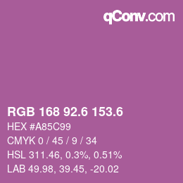 カラーコード: RGB 168 92.6 153.6 | qconv.com