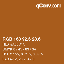 カラーコード: RGB 168 92.6 28.6 | qconv.com