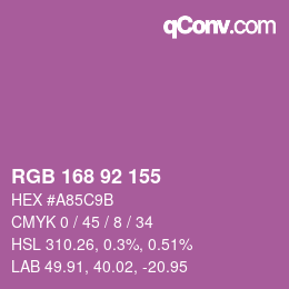 カラーコード: RGB 168 92 155 | qconv.com