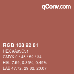 Farbcode: RGB 168 92 81 | qconv.com