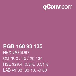 颜色代码: RGB 168 93 135 | qconv.com