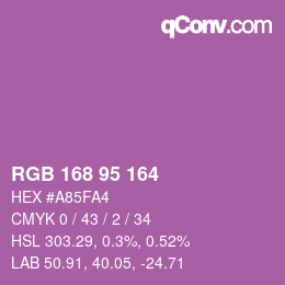 颜色代码: RGB 168 95 164 | qconv.com