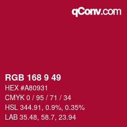 Color code: RGB 168 9 49 | qconv.com