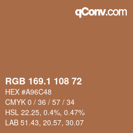 カラーコード: RGB 169.1 108 72 | qconv.com