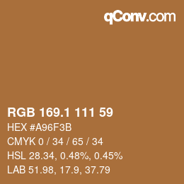 カラーコード: RGB 169.1 111 59 | qconv.com