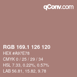 カラーコード: RGB 169.1 126 120 | qconv.com