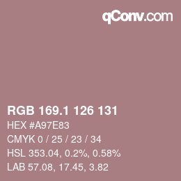 カラーコード: RGB 169.1 126 131 | qconv.com