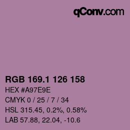 カラーコード: RGB 169.1 126 158 | qconv.com