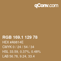 カラーコード: RGB 169.1 129 78 | qconv.com