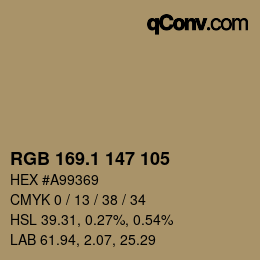 カラーコード: RGB 169.1 147 105 | qconv.com