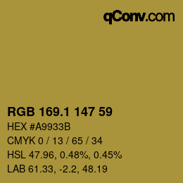 カラーコード: RGB 169.1 147 59 | qconv.com