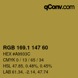 カラーコード: RGB 169.1 147 60 | qconv.com
