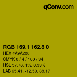 カラーコード: RGB 169.1 162.8 0 | qconv.com