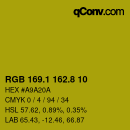 カラーコード: RGB 169.1 162.8 10 | qconv.com