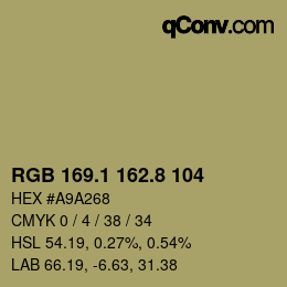 Color code: RGB 169.1 162.8 104 | qconv.com