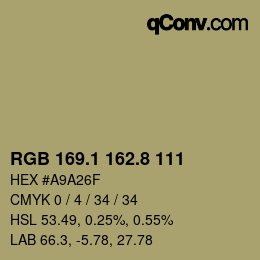 Color code: RGB 169.1 162.8 111 | qconv.com