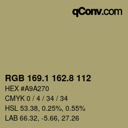 Color code: RGB 169.1 162.8 112 | qconv.com