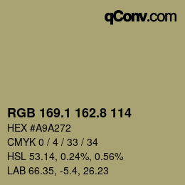 Code couleur: RGB 169.1 162.8 114 | qconv.com