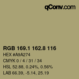 Color code: RGB 169.1 162.8 116 | qconv.com