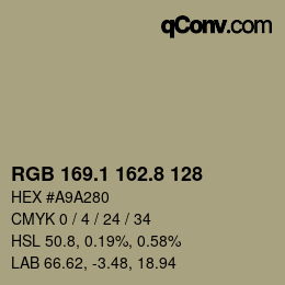 Color code: RGB 169.1 162.8 128 | qconv.com