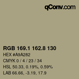 Color code: RGB 169.1 162.8 130 | qconv.com