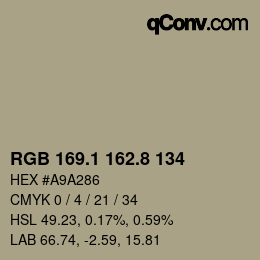 Color code: RGB 169.1 162.8 134 | qconv.com